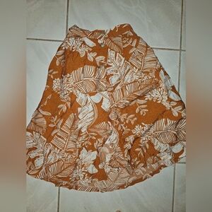 Orange and White Floral Button-Up Shirt